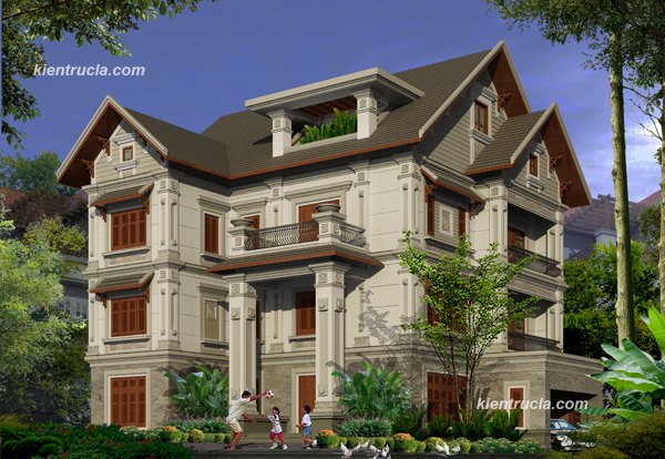 MẪU BIỆT THỰ 4 TẦNG CỔ ĐIỂN ĐẸP NHÀ ÔNG LÂM