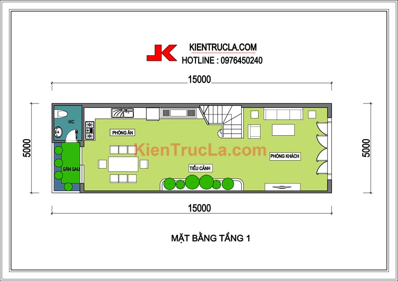 THIẾT KẾ NHÀ 5x15M