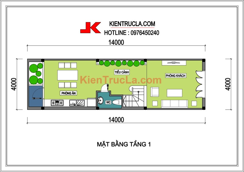 THIẾT KẾ NHÀ 4x14M