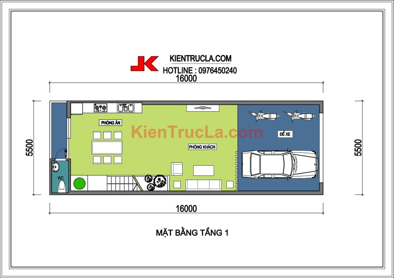 THIẾT KẾ NHÀ 5.5x16M