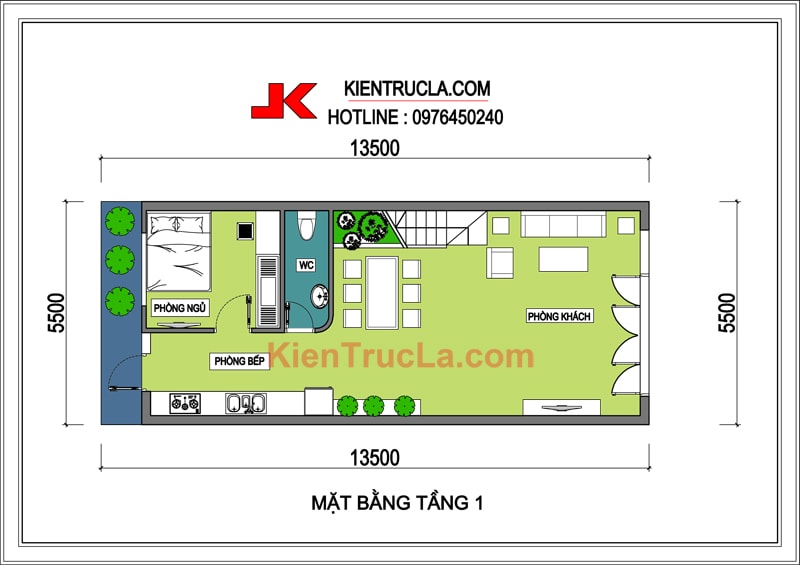 THIẾT KẾ NHÀ 5.5x14M
