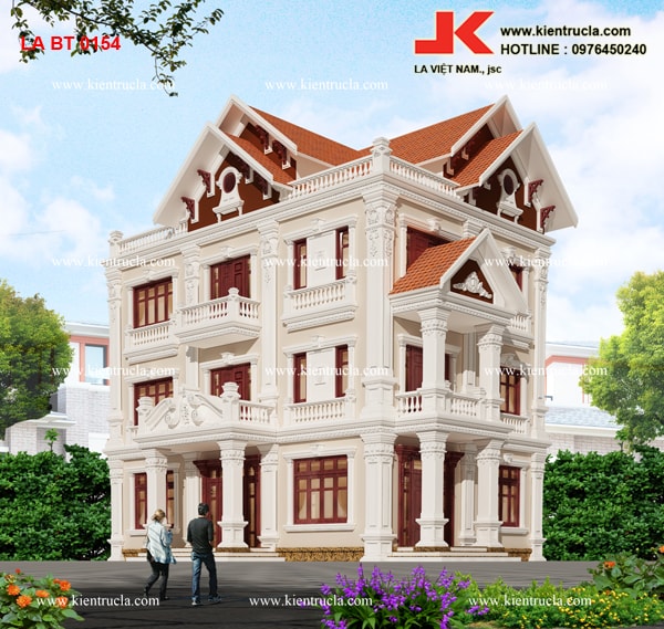 THIẾT KẾ BIỆT THỰ 3 TẦNG TÂN CỔ ĐIỂN - BT 0154