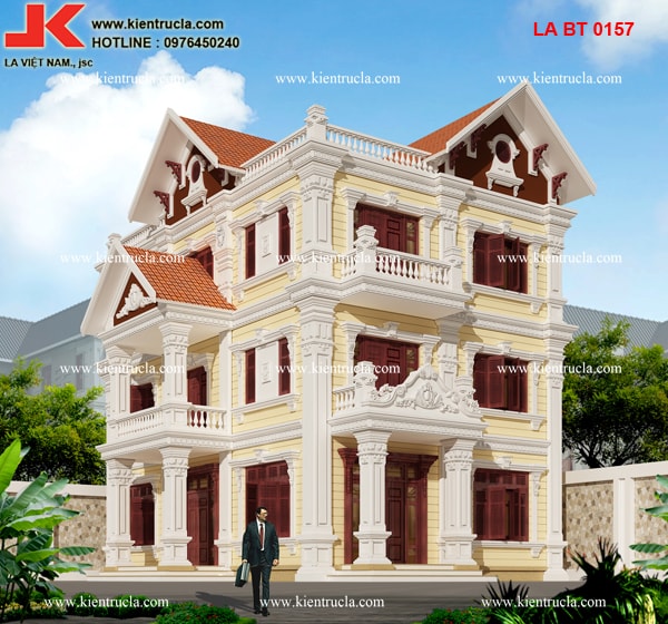 THIẾT KẾ BIỆT THỰ PHÁP 3 TẦNG - BT 0157