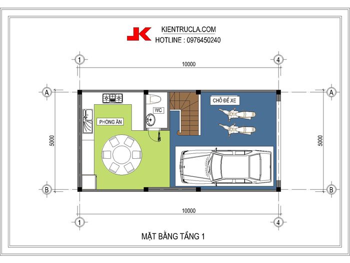 Tư vấn thiết kế nhà 5 tầng, diện tích đất 5x10m