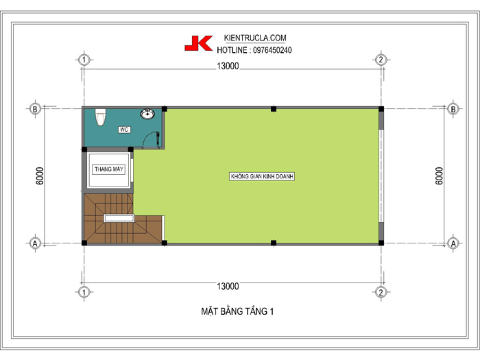 Tư vấn kiến trúc nhà đẹp 7 tầng có tầng hầm trên diện tích đất 6x13m