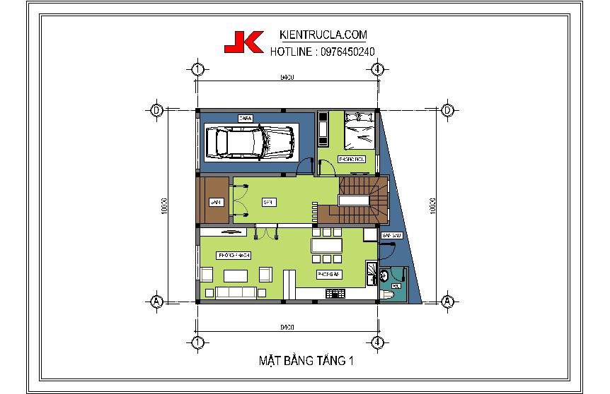 Tư vấn kiến trúc nhà đẹp 2 tầng trên đất 10m x 11,6m