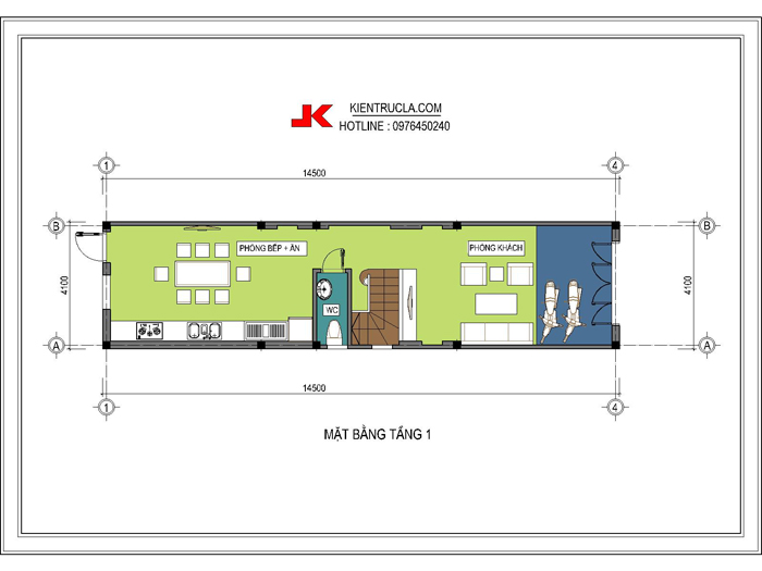 Tư vấn thiết kế kiến trúc nhà đẹp xây nhà 2.5 tầng diện tích 68m2