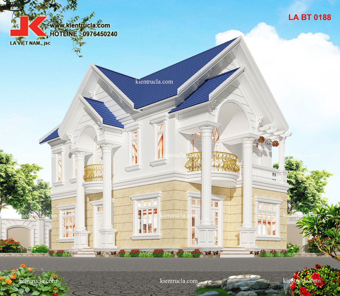 THIẾT KẾ BIỆT THỰ 2 TẦNG PHÁP CỔ - BT 0188
