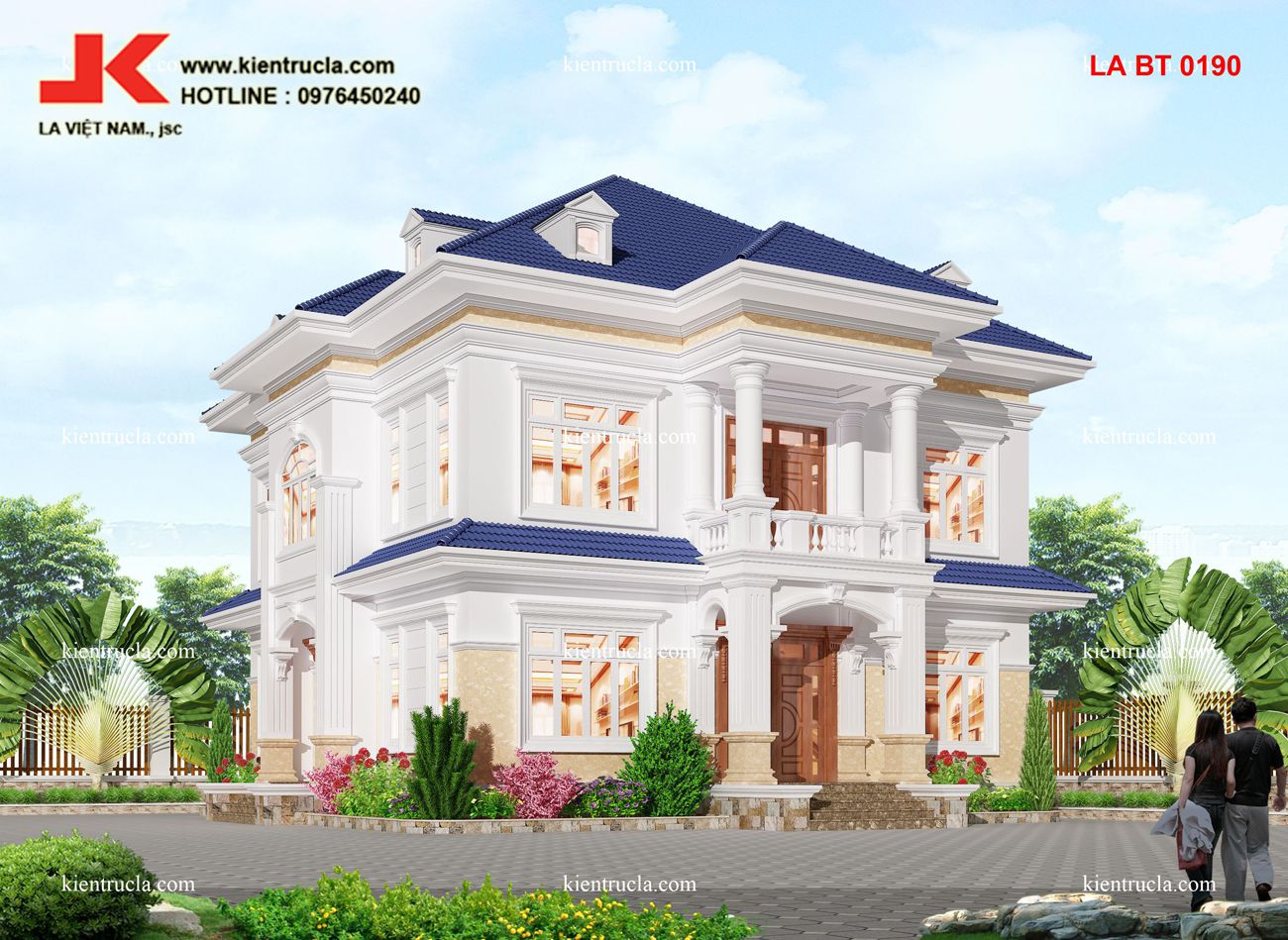 THIẾT KẾ BIỆT THỰ 2 TẦNG PHÁP CỔ - BT 0190