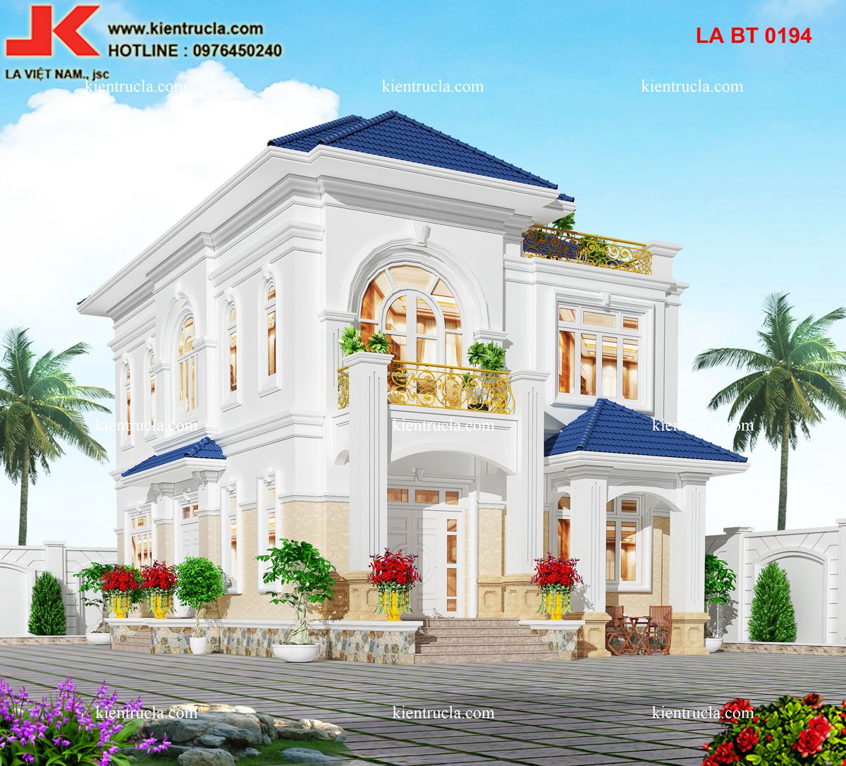 THIẾT KẾ BIỆT THỰ 2 TẦNG KIỂU PHÁP - BT 0194