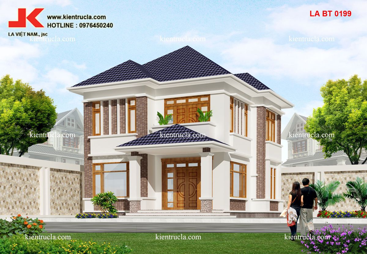 THIẾT KẾ BIỆT THỰ 2 TẦNG HIỆN ĐẠI MẶT TIỀN 8M - BT 0199