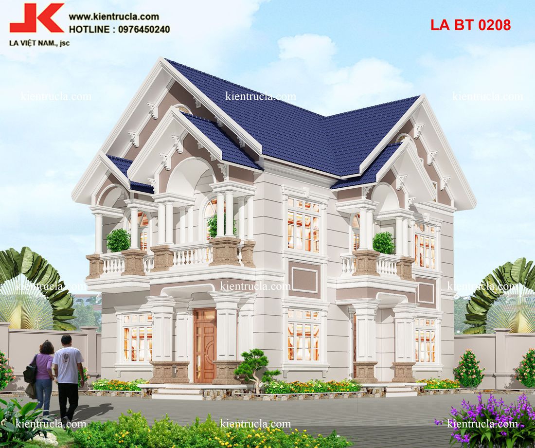 THIẾT KẾ BIỆT THỰ 2 TẦNG KIỂU PHÁP - BT 0208