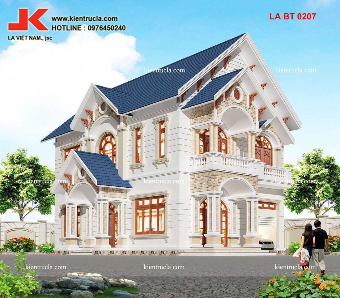 THIẾT KẾ BIỆT THỰ 2 TẦNG KIỂU PHÁP - BT 0207