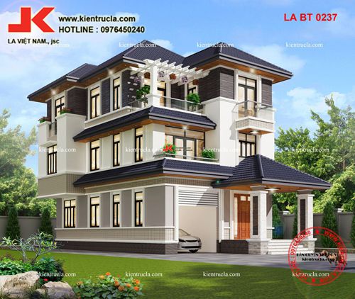 MẪU NHÀ BIỆT THỰ ĐẸP 3 TẦNG HIỆN ĐẠI - BT 0237