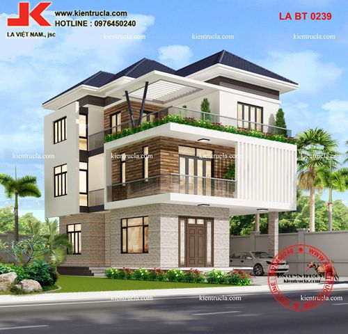 MẪU NHÀ BIỆT THỰ ĐẸP 3 TẦNG HIỆN ĐẠI - BT 0239