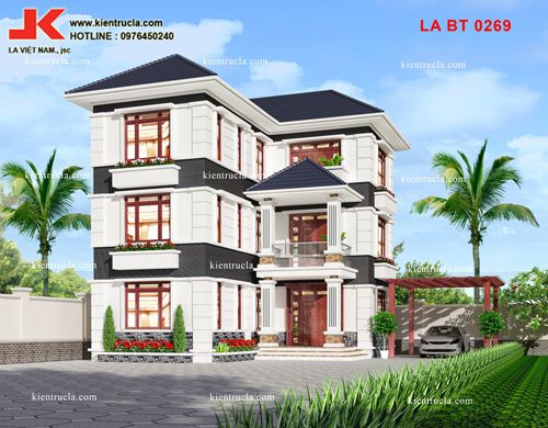 MẪU NHÀ 3 TẦNG CHỮ L - BT 0269